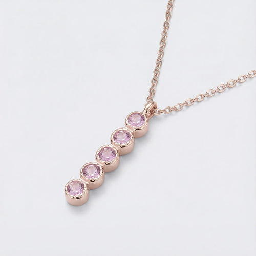 Collier améthyste violette ronde 42 cm argent rhodié 925