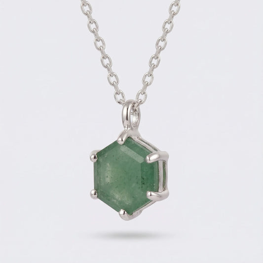 Collier aventurine verte en argent rhodié 925