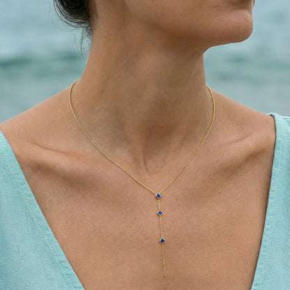 Collier lapis-lazuli carré en argent doré 925 - porte