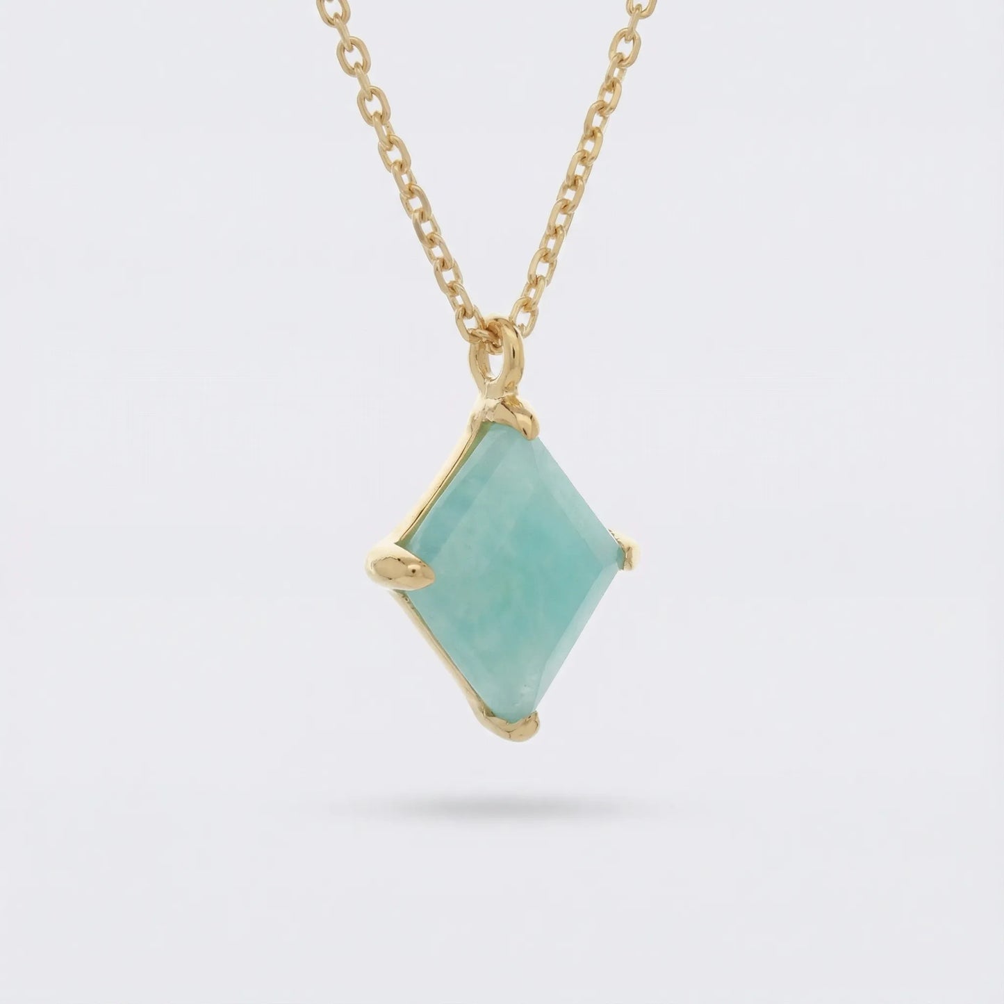 Collier amazonite bleue naturelle en argent doré 925