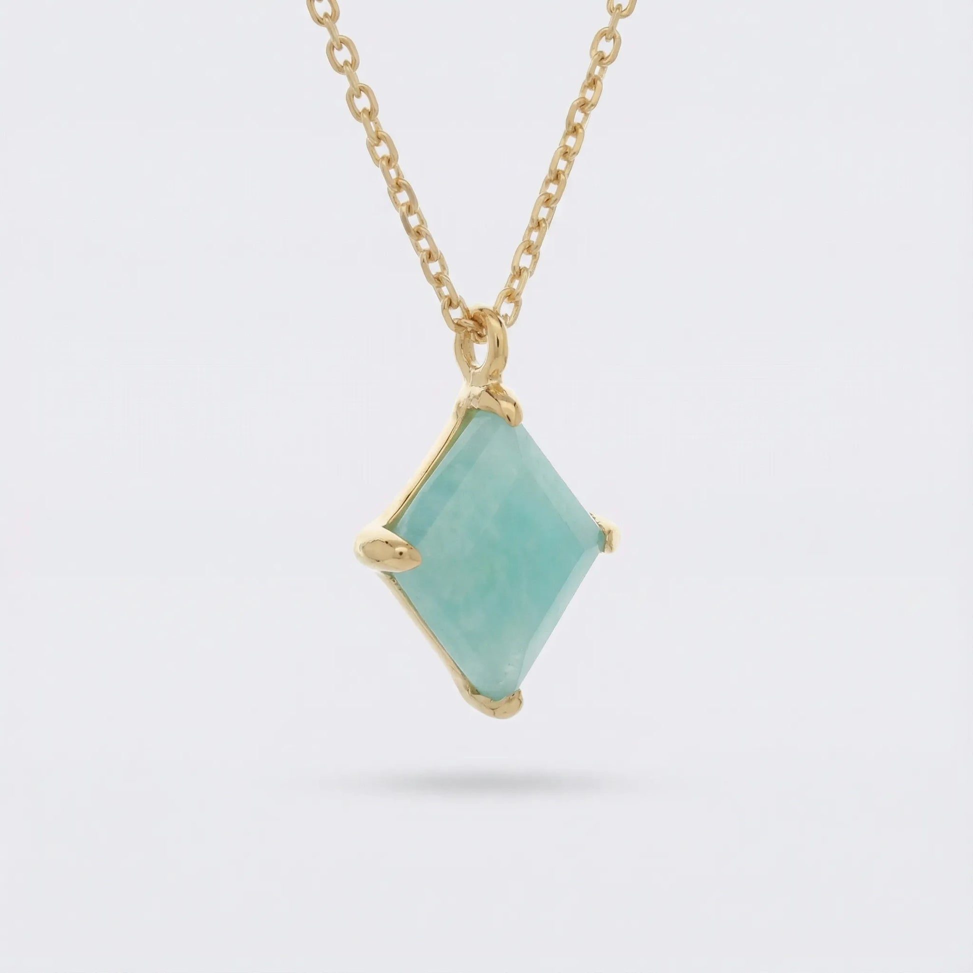 Collier amazonite bleue naturelle en argent doré 925