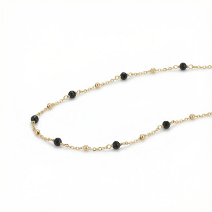 Collier spinelle noire boule en argent doré 925