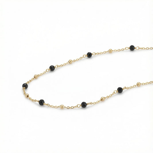 Collier spinelle noire boule en argent doré 925