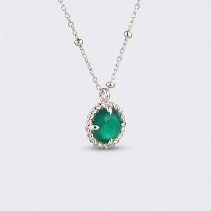 Collier cercle onyx vert en argent rhodié 925