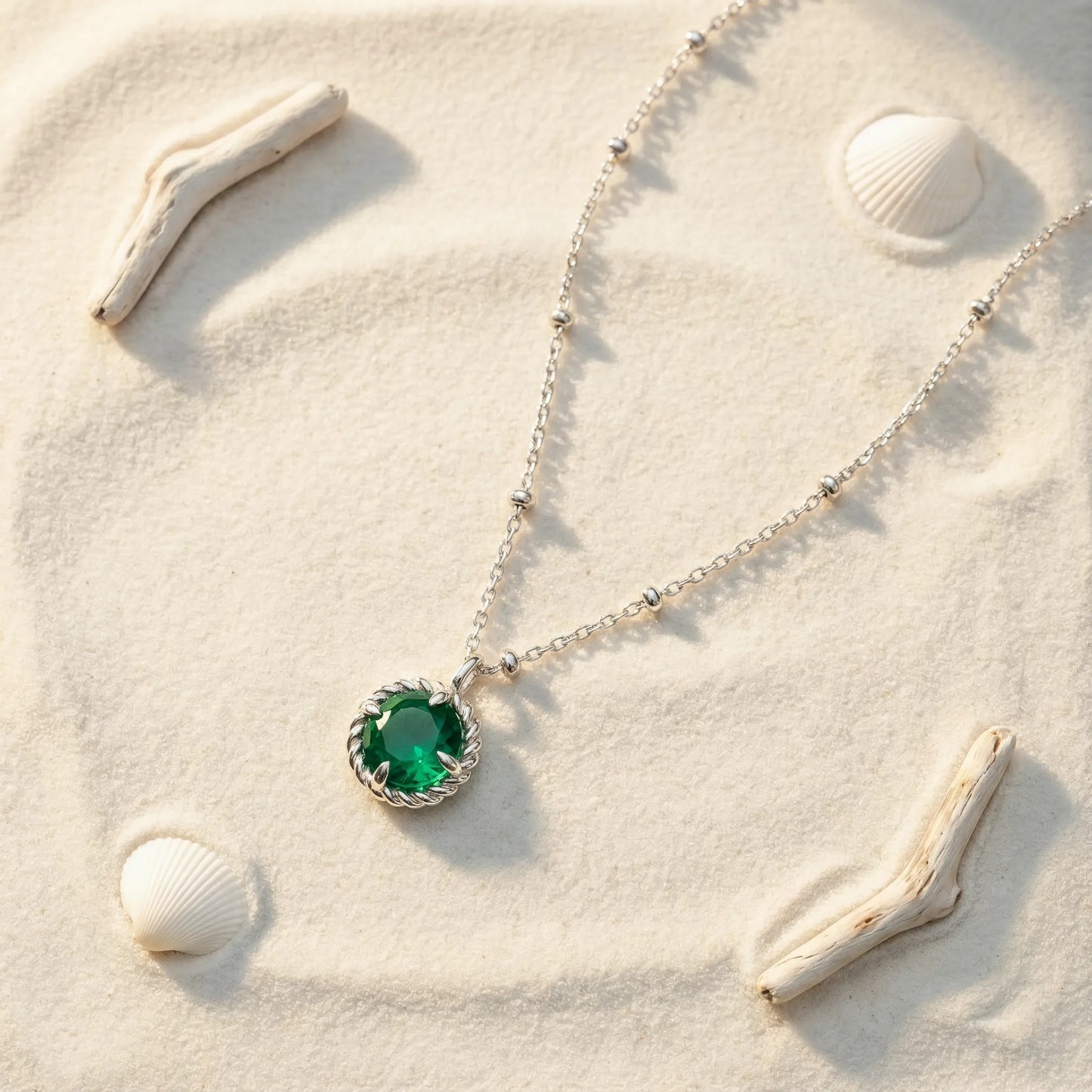 Collier cercle onyx vert en argent rhodié 925 - zoom