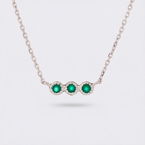 Collier onyx vert naturel en argent rhodié 925