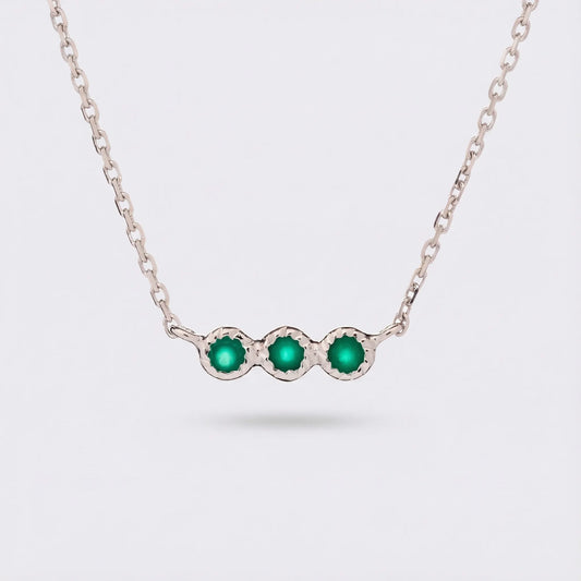 Collier onyx vert naturel en argent rhodié 925