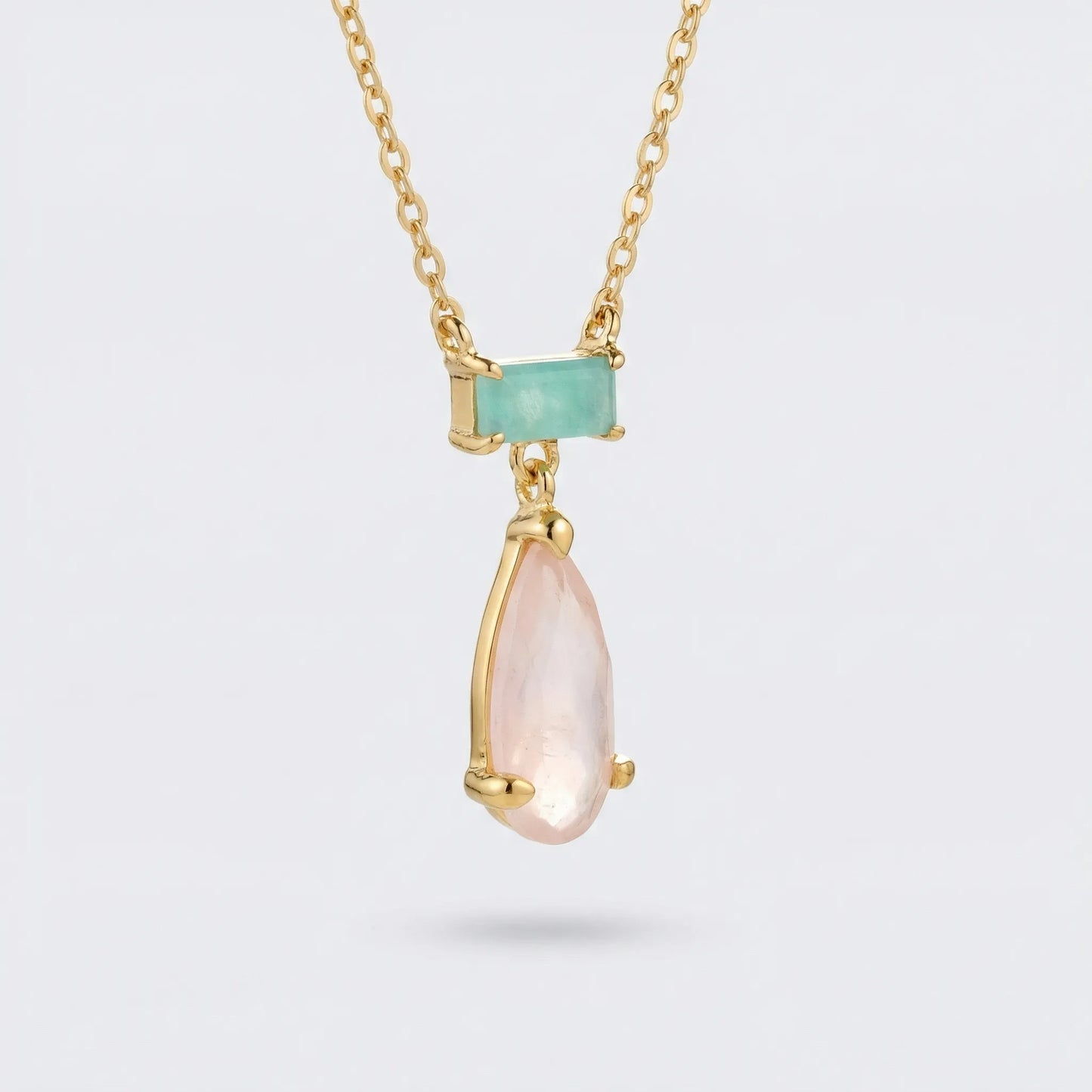 Collier amazonite goutte en argent doré 925