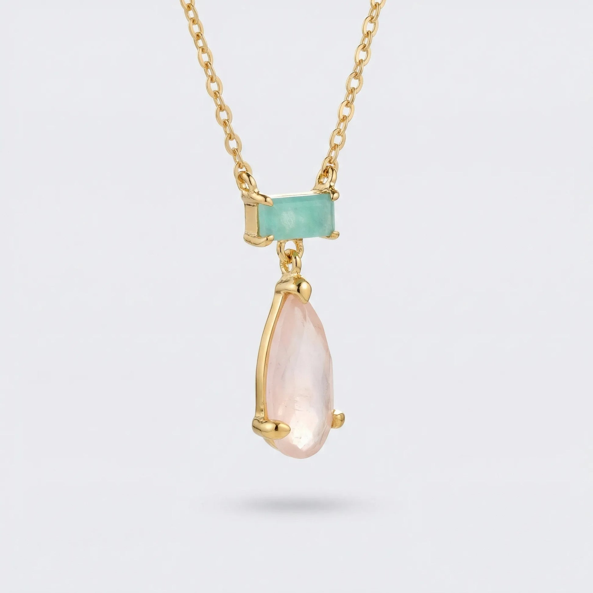 Collier amazonite goutte en argent doré 925