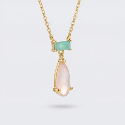 Collier amazonite goutte en argent doré 925