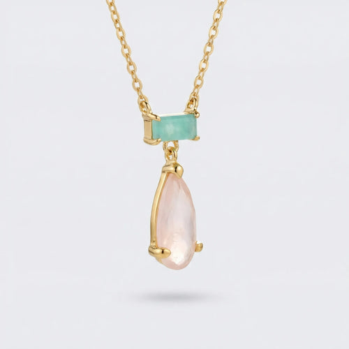 Collier amazonite goutte en argent doré 925