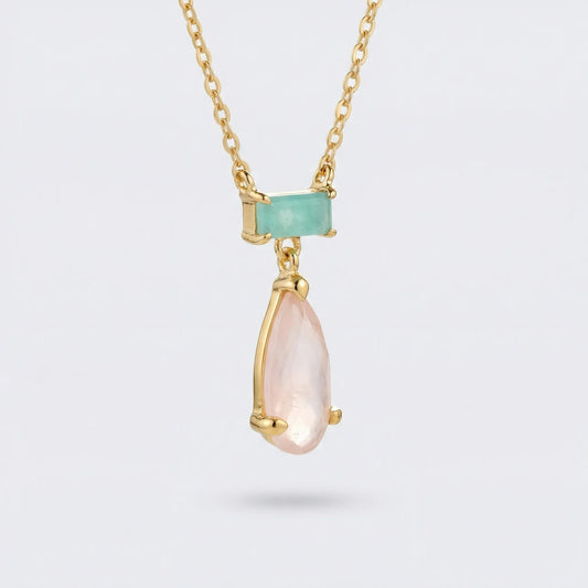 Collier amazonite goutte en argent doré 925