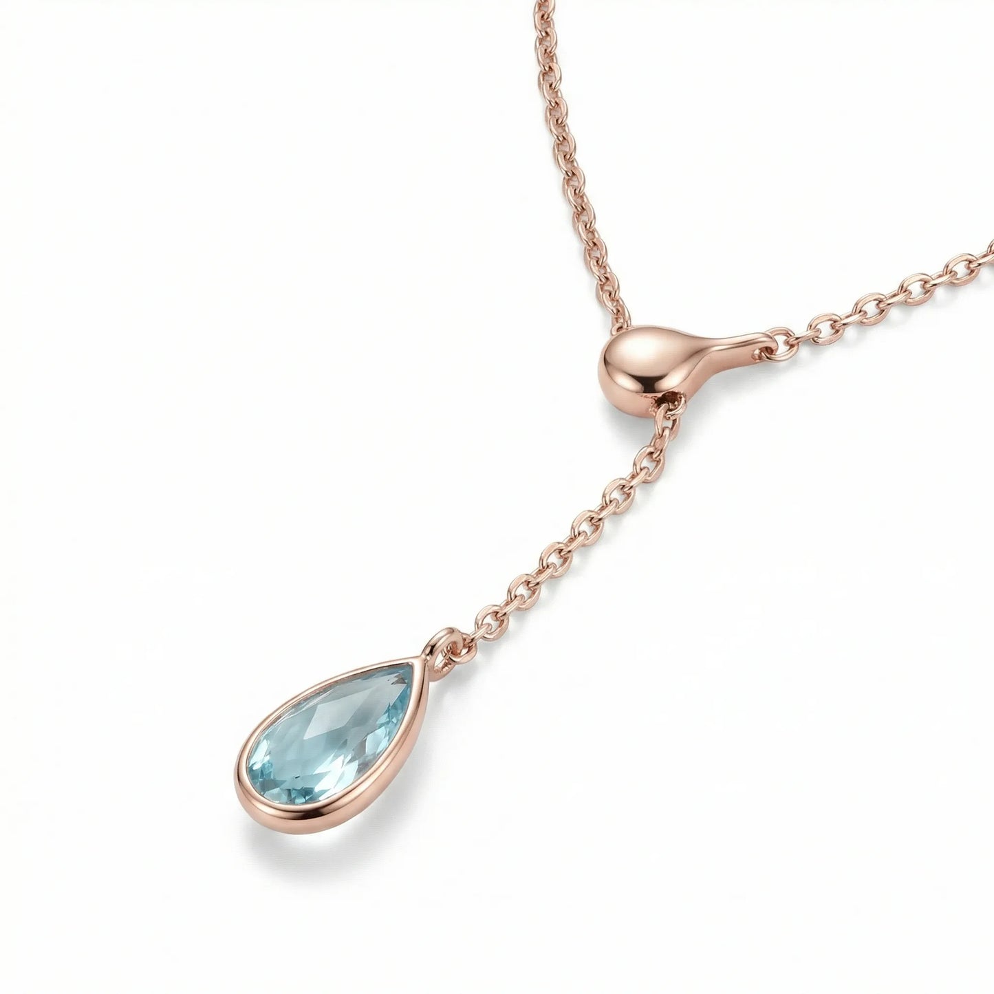 Collier calcédoine bleue goutte en argent rhodié 925