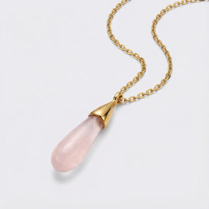 Collier quartz rose glaçon en argent doré 925