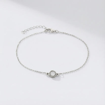 Bracelet agate aqua ajustable en argent rhodié 925