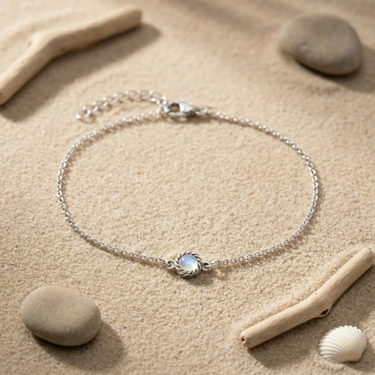 Bracelet agate aqua ajustable en argent rhodié 925 - zoom