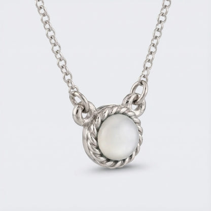 Collier agate bleue ronde 40 cm argent rhodié 925