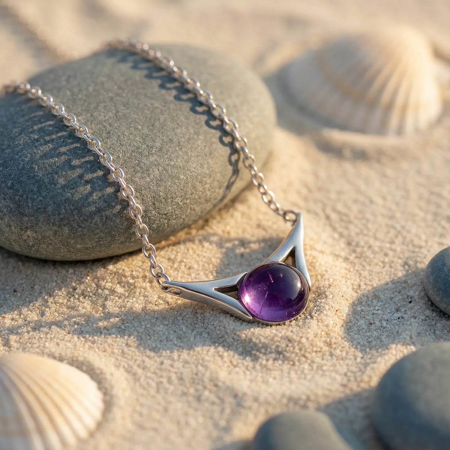 Collier agate aqua ovale en argent rhodié 925 - zoom