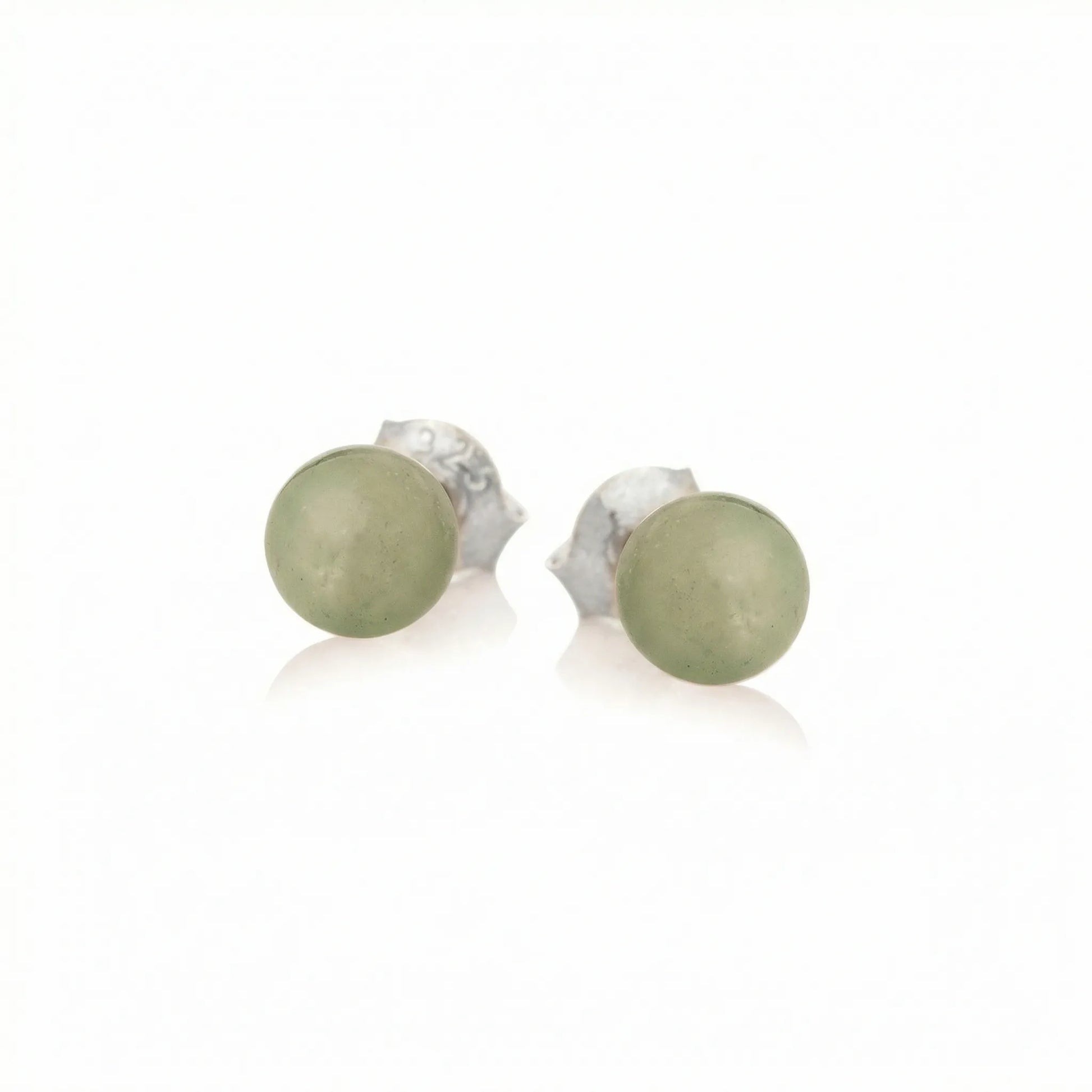 Boucles d'oreilles aventurine verte boule en argent rhodié