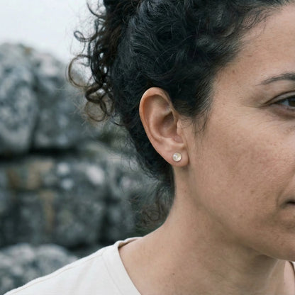 Boucles d'oreilles quartz rose boule argent rhodié 925 - vue detail