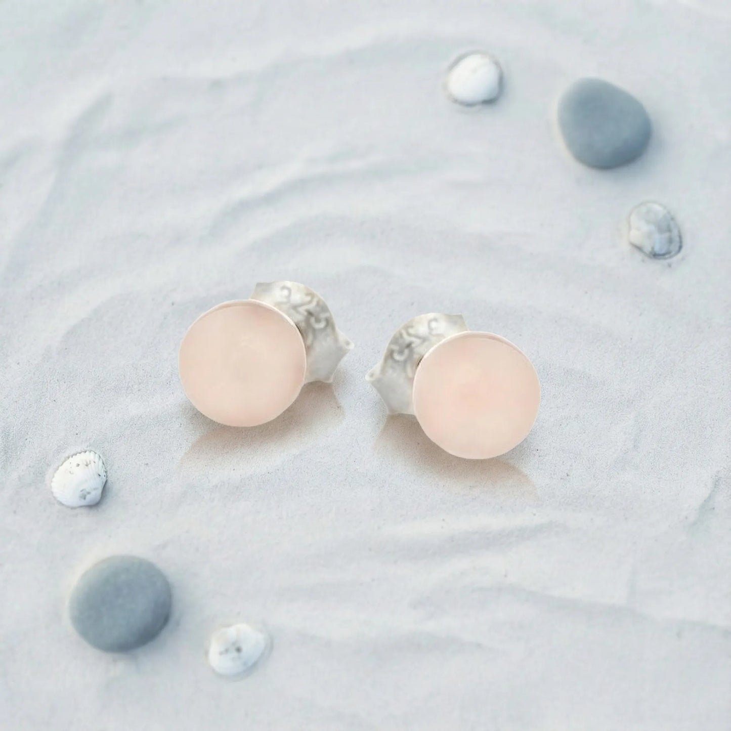 Boucles d'oreilles quartz rose boule argent rhodié 925 - zoom