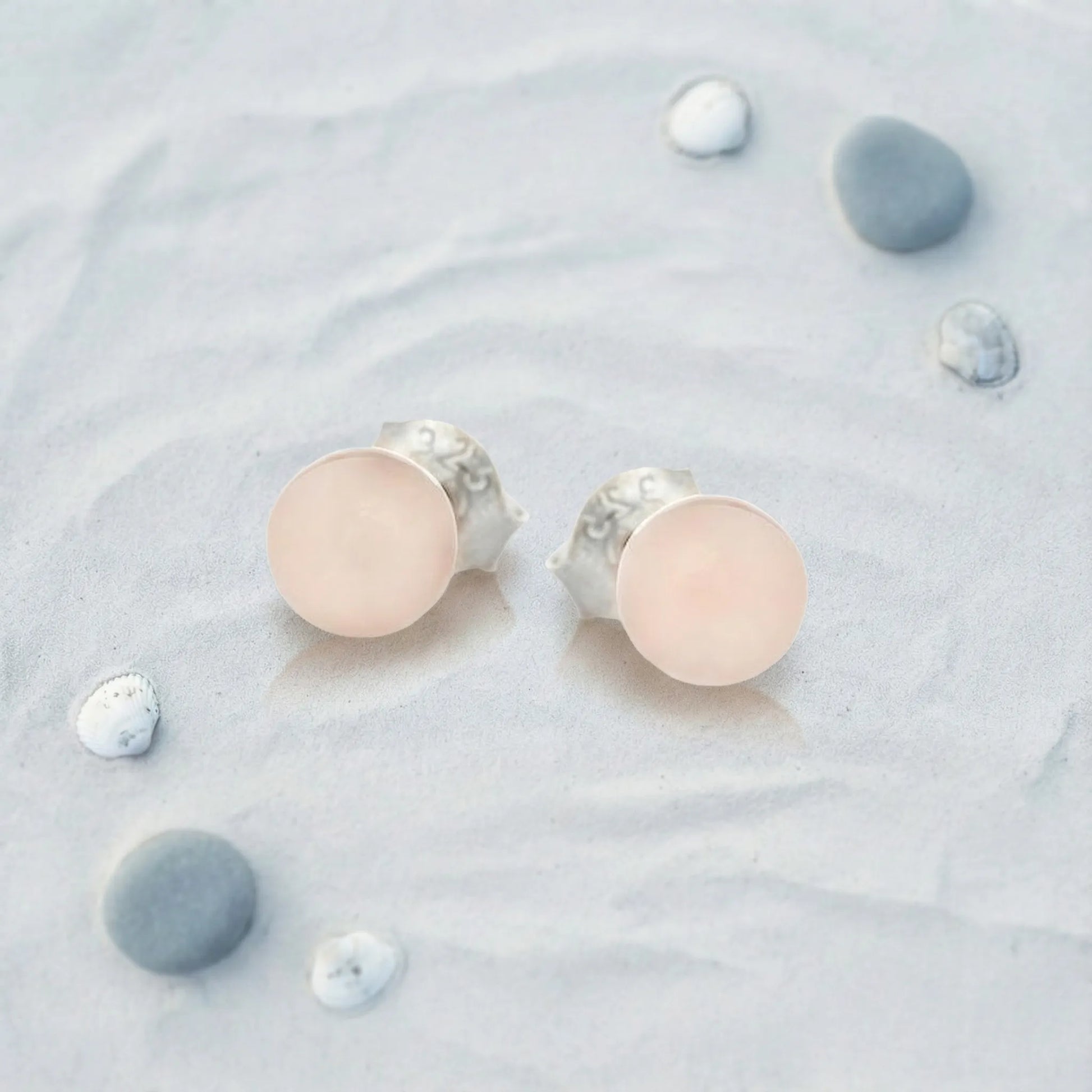 Boucles d'oreilles quartz rose boule argent rhodié 925 - zoom