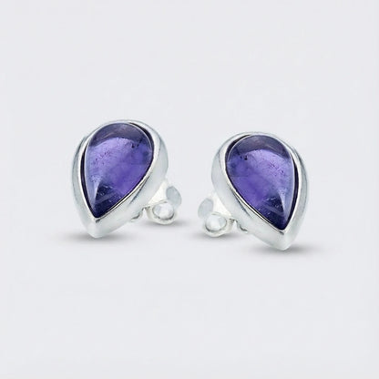 Boucles d'oreilles améthyste goutte en argent rhodié 925