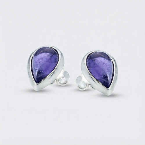 Boucles d'oreilles améthyste goutte en argent rhodié 925