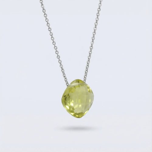 Collier quartz jaune naturel en argent rhodié 925