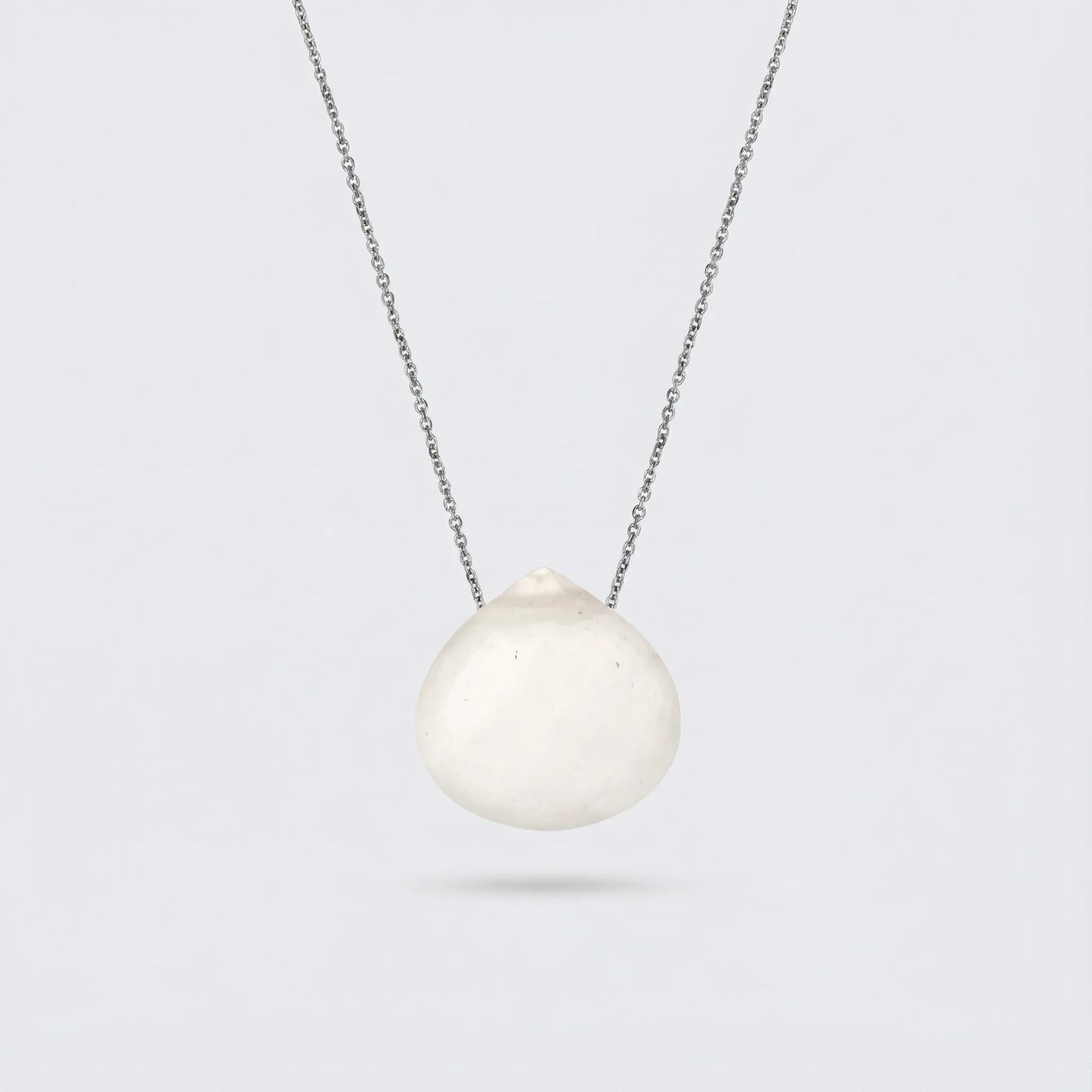 Collier cœur pierre de lune blanche en argent rhodié 925