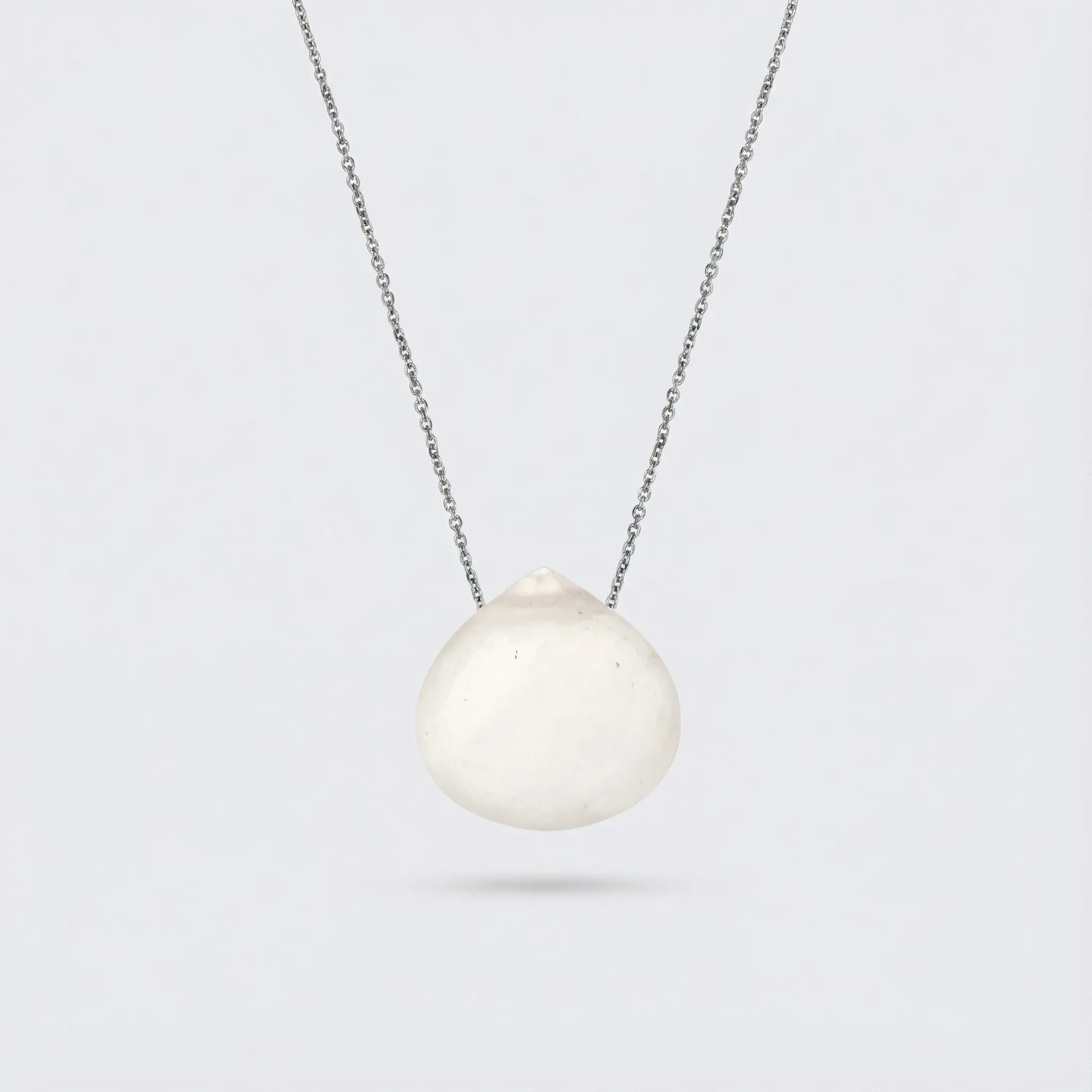 Collier cœur pierre de lune blanche en argent rhodié 925