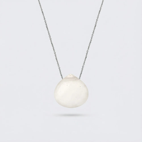 Collier cœur pierre de lune blanche en argent rhodié 925