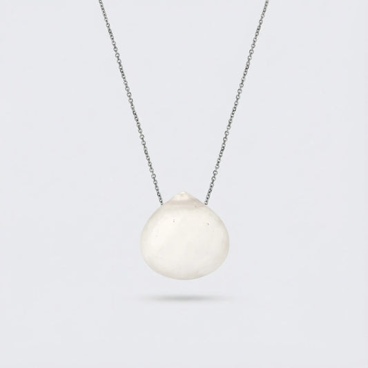 Collier cœur pierre de lune blanche en argent rhodié 925
