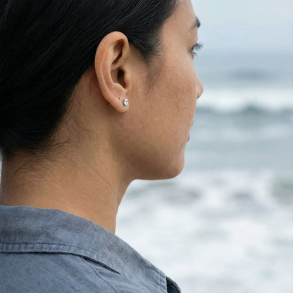 Boucles d'oreilles quartz rose ovale argent rhodié 925 - vue detail