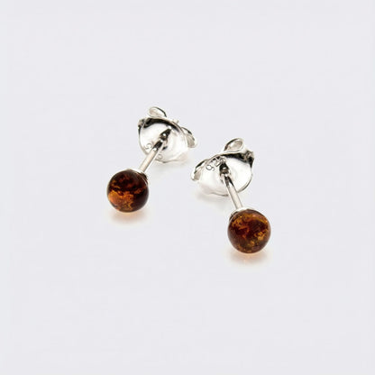 Boucles ambre cognac boule modèle 280R argent rhodié 925