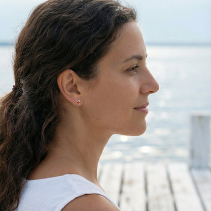 Boucle d'oreille Argent rhodié 925 rhodie Ambre