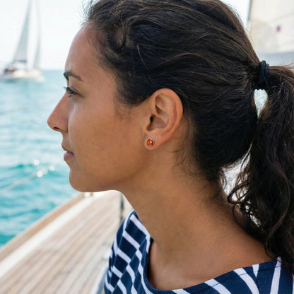 Ambre Cognac boucle d'oreille Argent rhodié 925