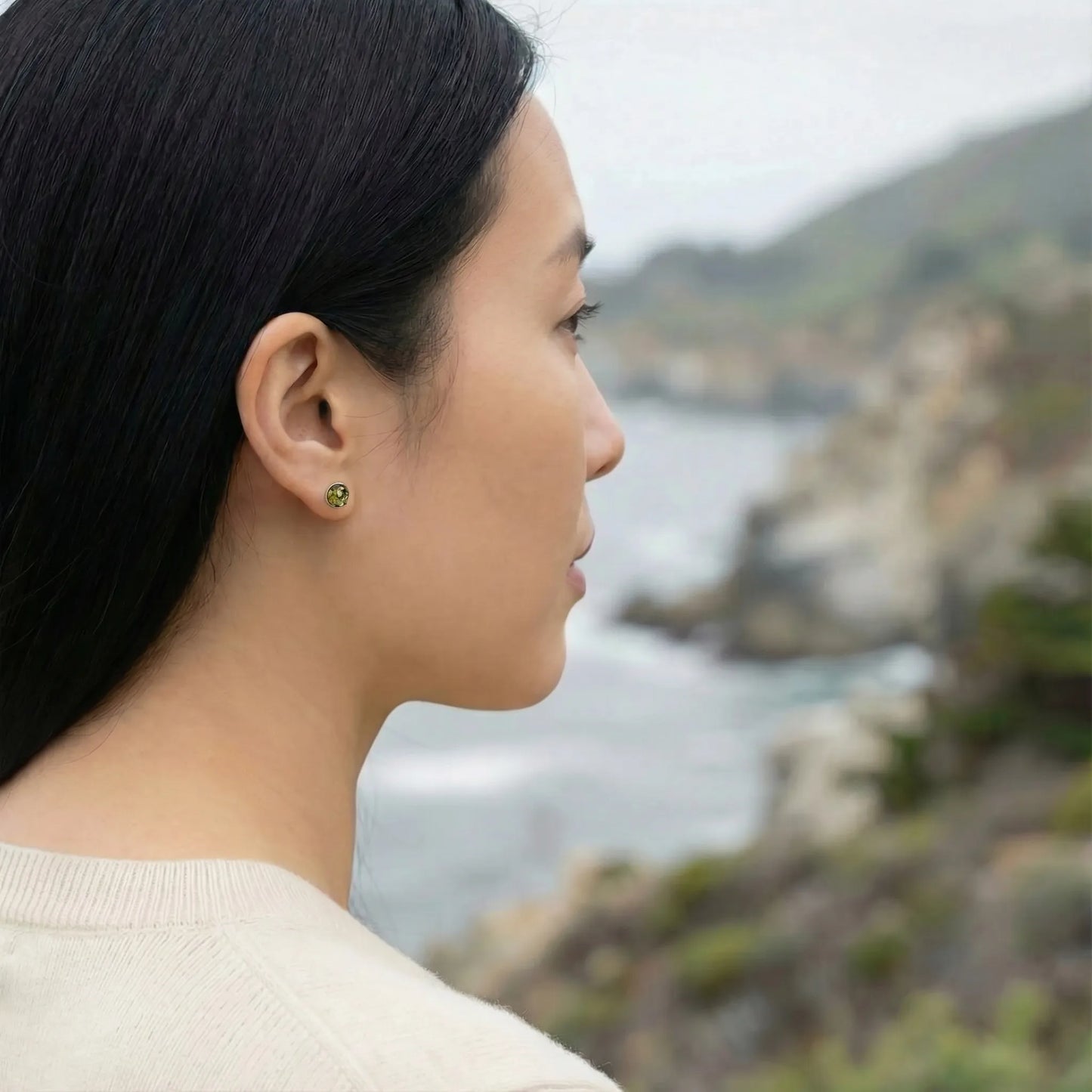 Boucle d'oreille Argent rhodié 925 rhodie Ambre