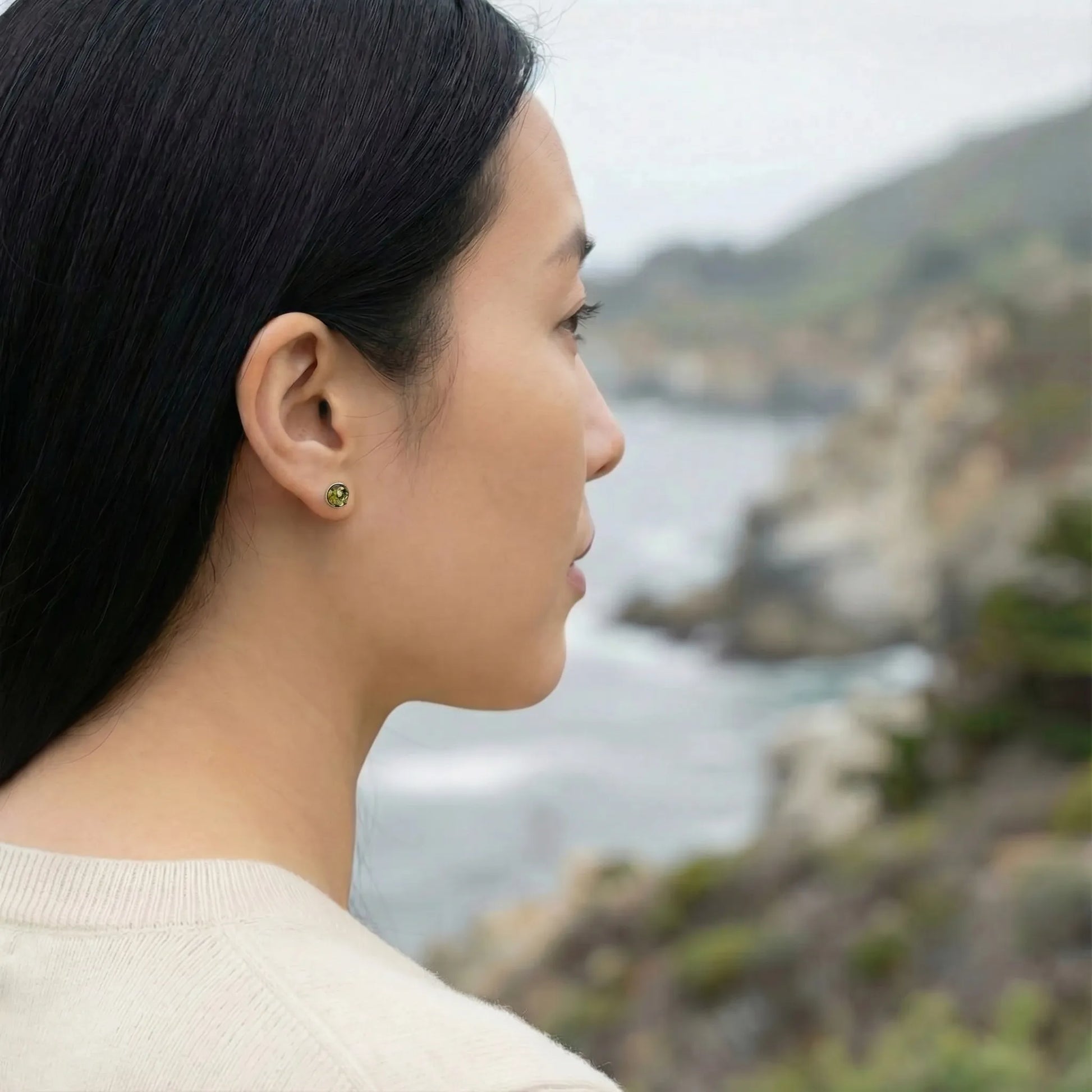 Boucle d'oreille Argent rhodié 925 rhodie Ambre