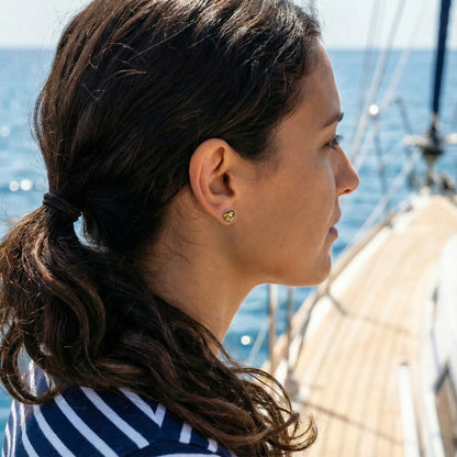 Ambre Verte boucle d'oreille Argent rhodié 925