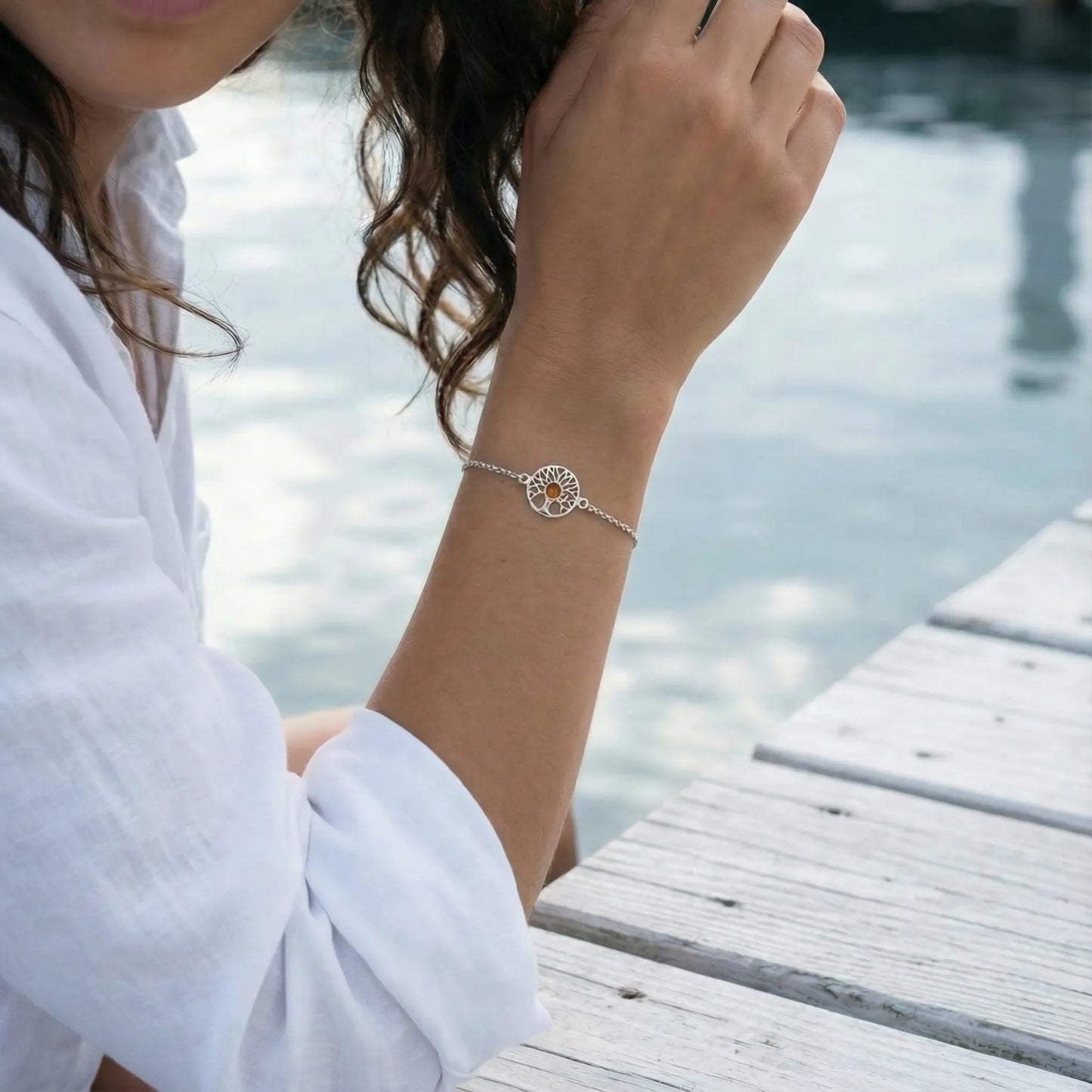 Bijou Ambre Argent rhodié 925 rhodie