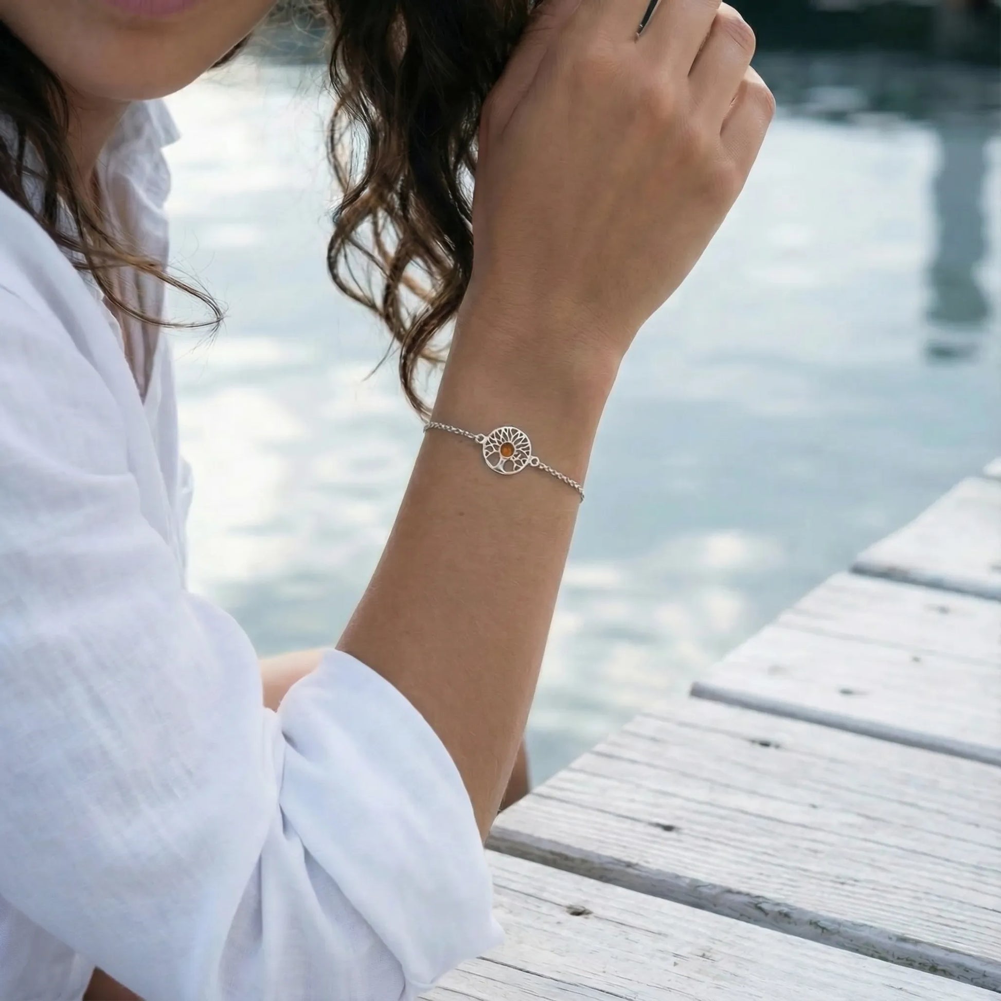 Bijou Ambre Argent rhodié 925 rhodie