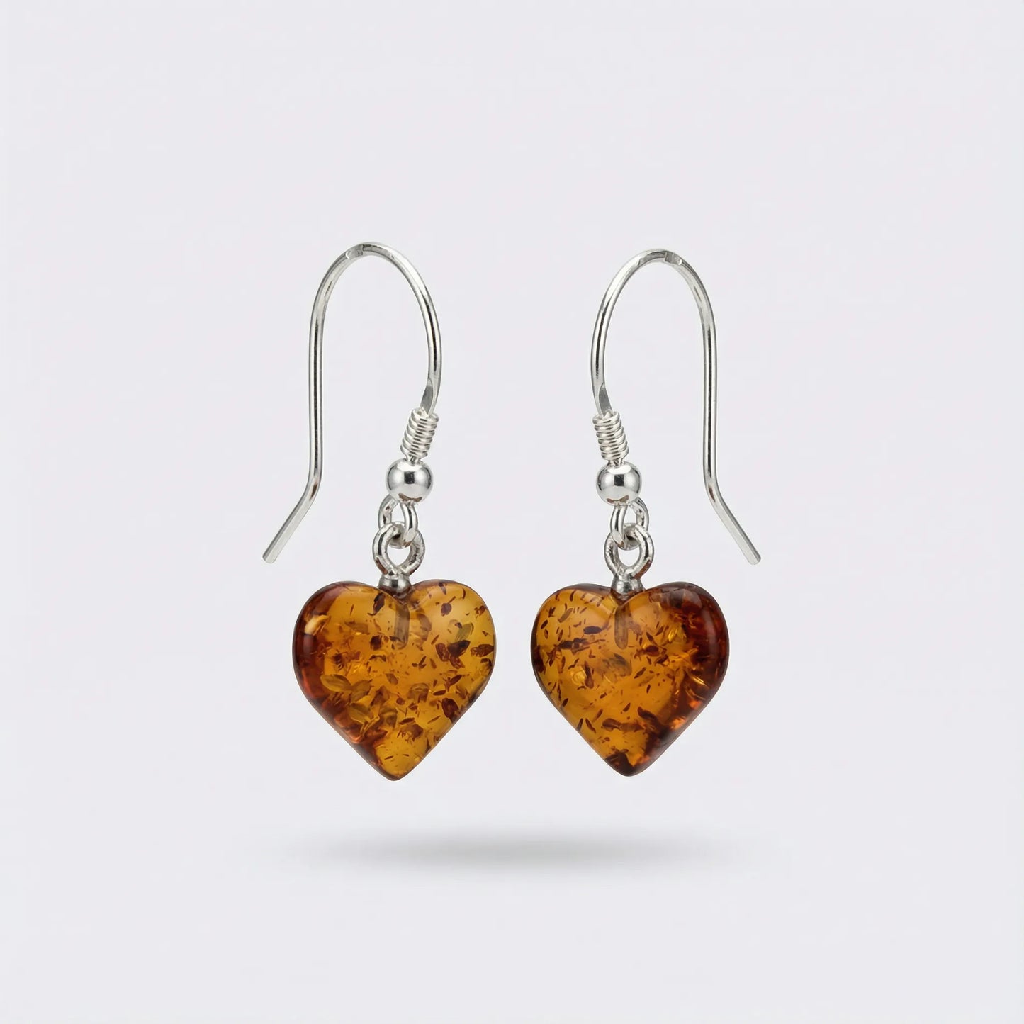 Boucles d'oreilles cœur ambre cognac argent rhodié 925 SK1R