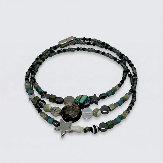 Bracelet 3 rangs PERTH labradorite nacre hématite