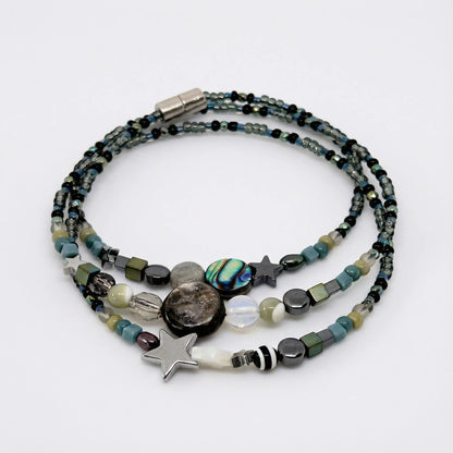 PERTH - Bracelet femme 3 rangs labradorite