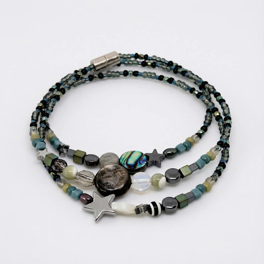 PERTH - Bracelet femme 3 rangs labradorite