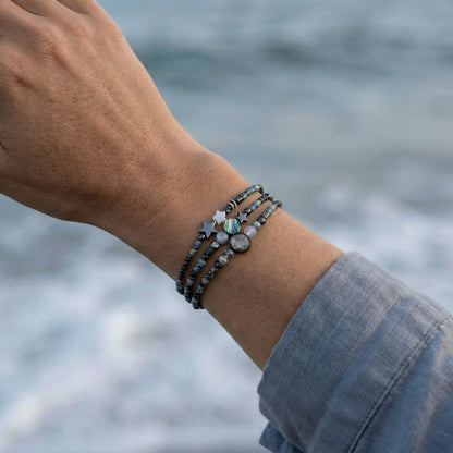 PERTH - Bracelet femme 3 rangs labradorite - vue detail