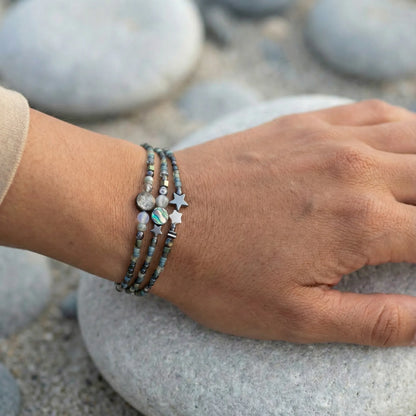 PERTH - Bracelet femme 3 rangs labradorite - porte