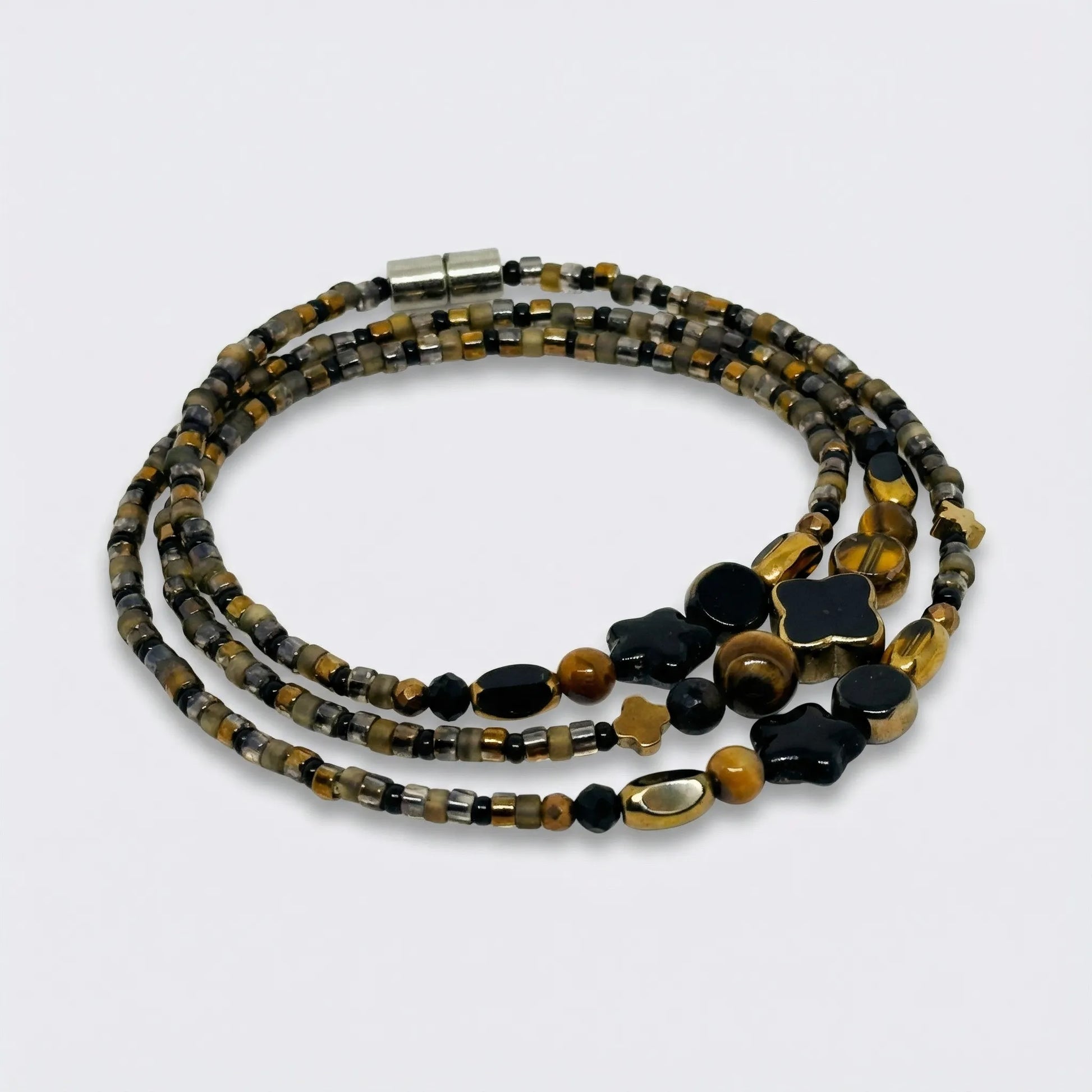 MENDOZA - Bracelet femme 3 rangs œil de tigre