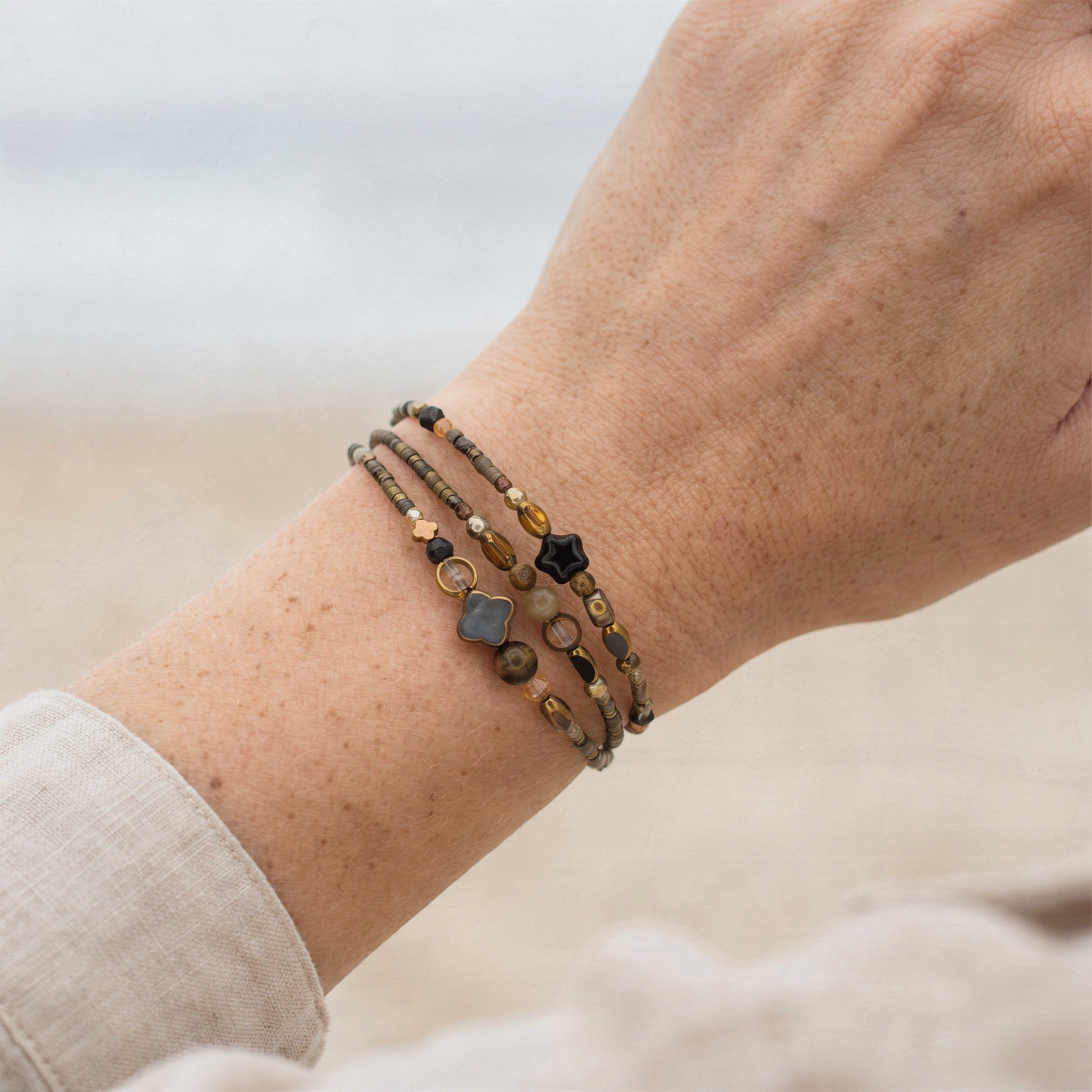 MENDOZA - Bracelet femme 3 rangs œil de tigre - porte
